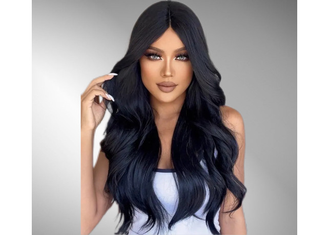 Peruca Long Wavy Black 